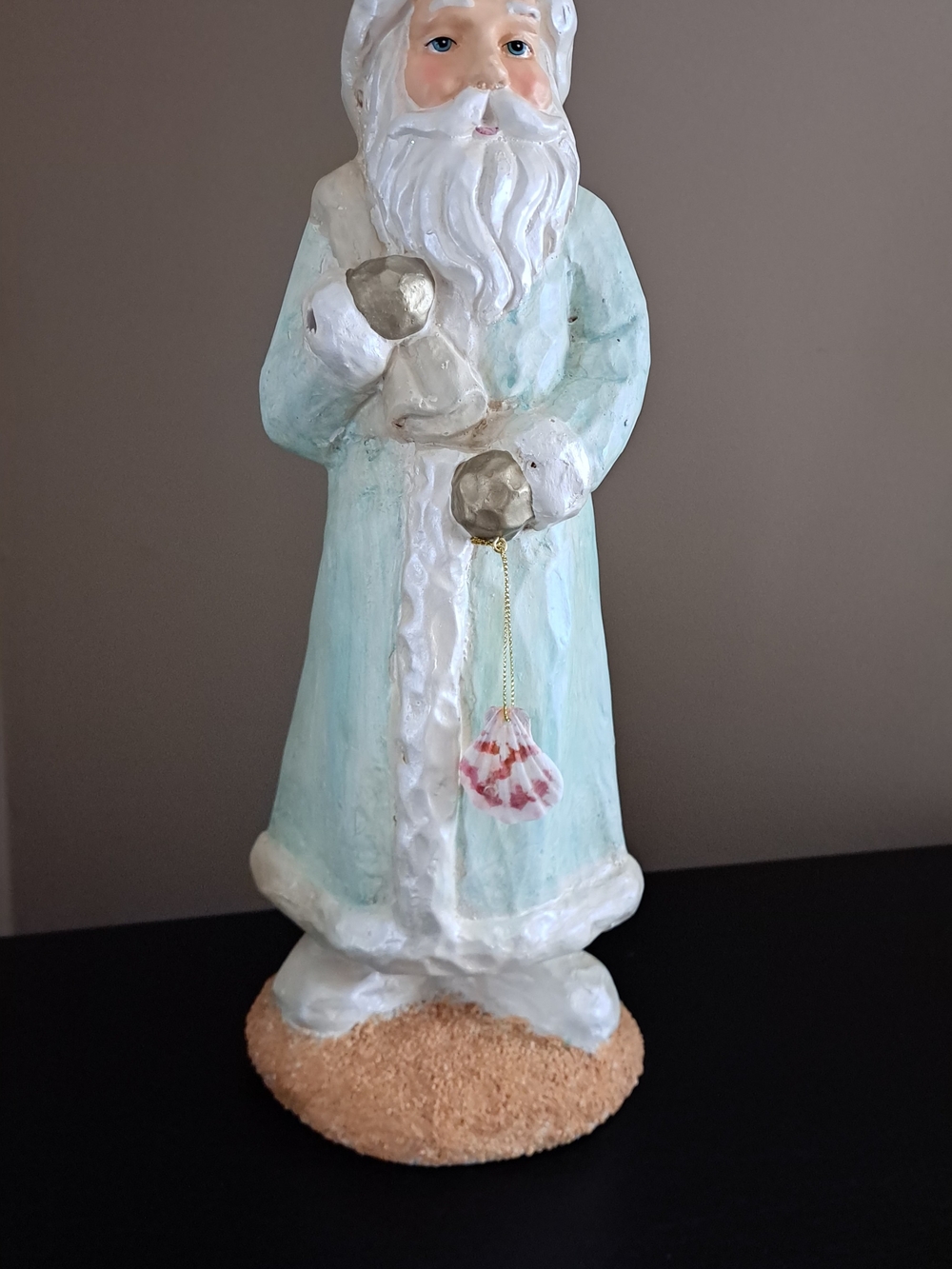 Coastal Blue Resin Santa Figurine - Decorative Home Art
